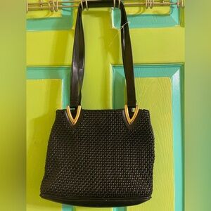 Elegant Black Woven Handbag